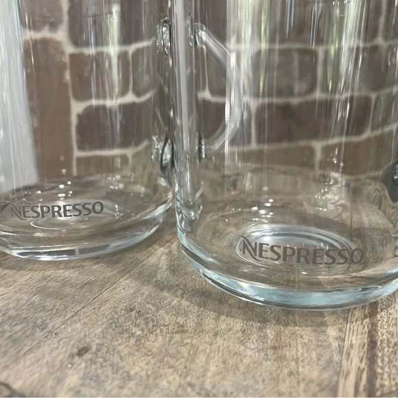 Nespresso Vertuo Glass Coffee Latte Mugs Cups Konstantin Grcic France Set of 2 - Picture 2 of 4